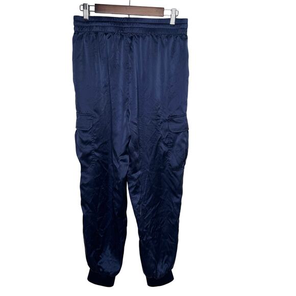 LILYSILK 100% Mulberry Silk Cargo Jogger Pants Navy Blue Women’s Size 10 - Picture 2 of 11